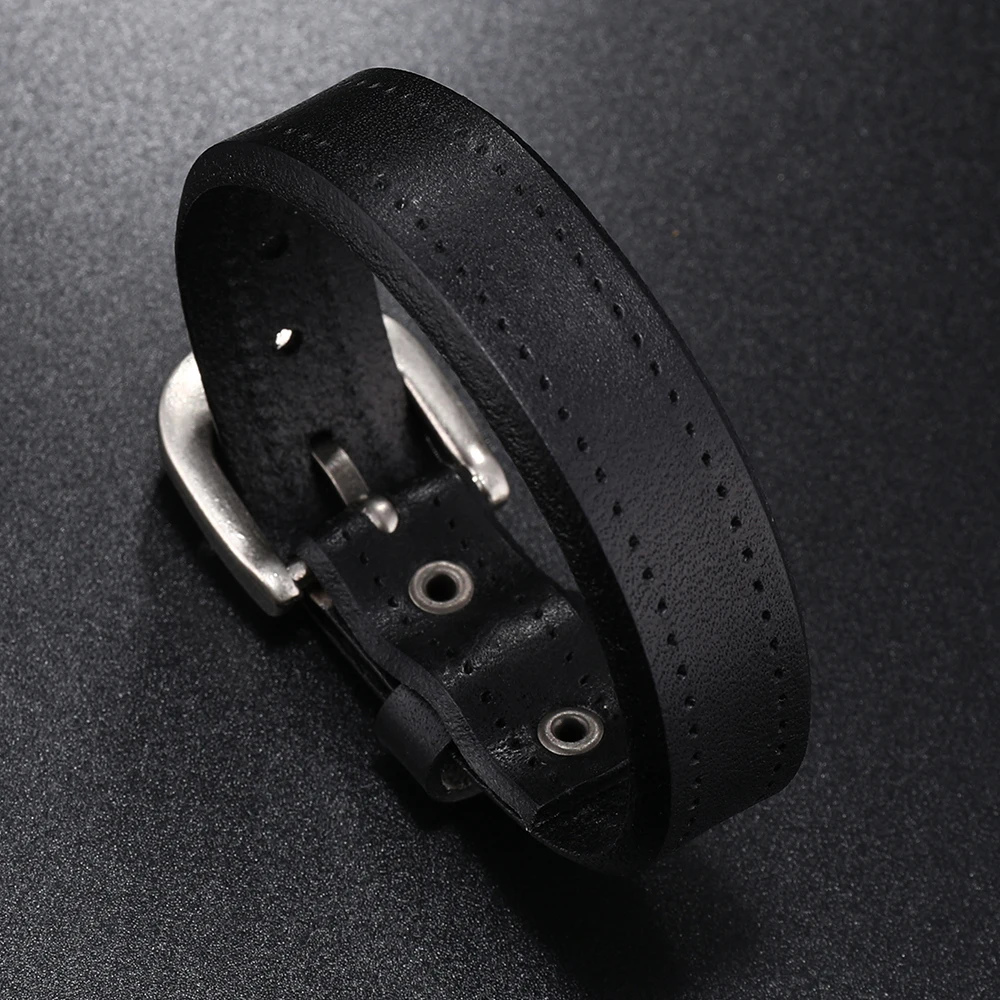 Vintage leather bracelet for men Simple buckle cowhide men bracelet