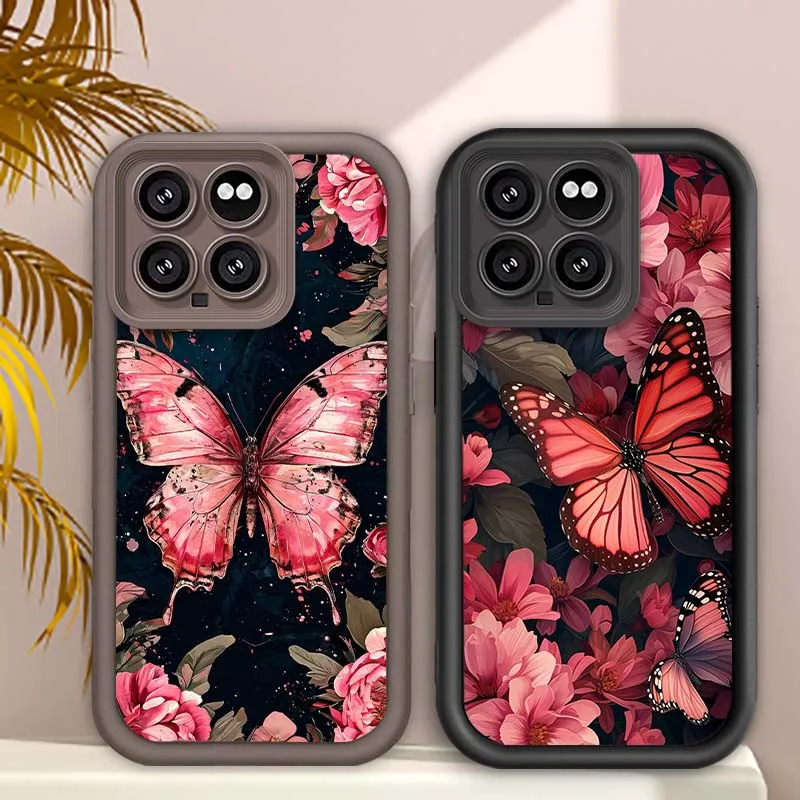 

Beautiful Flower Butterfly Phone Case For Xiaomi Mi 17 15 14 14T Redmi 13 13T 13C 12C 14C 12 12T Lite Pro 5G Eye Ladder
