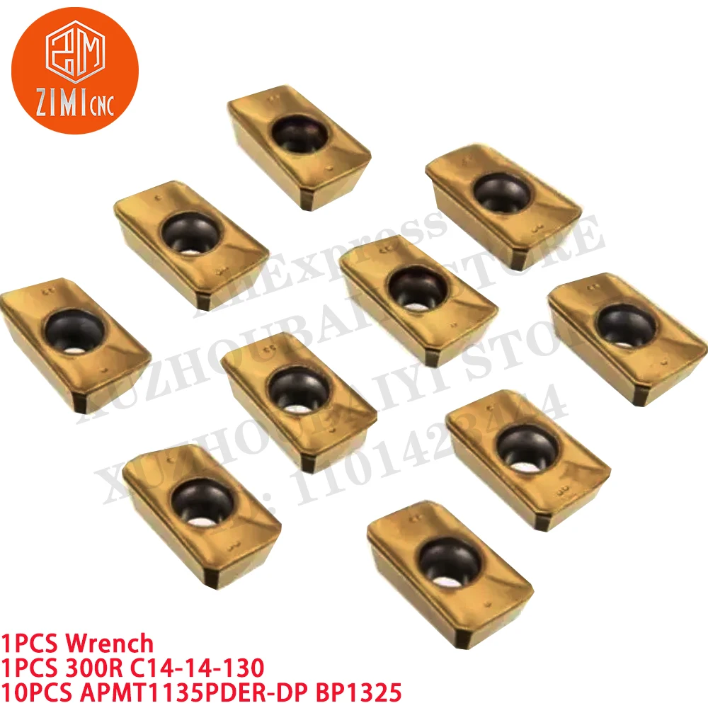 1PCS 300R C14-14 14mm 선반 터닝 툴 홀더 바 + 10pcs APMT1135PDER 카바이드 인서트 CNC 금속 선반 기계 절삭 공구