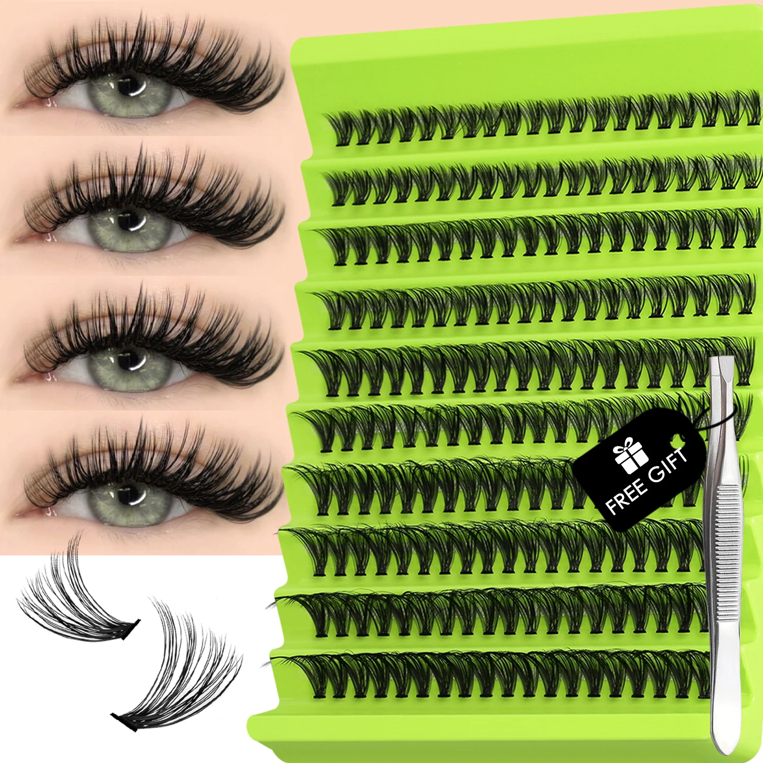 GROINNEYA 속눈썹 DIY 클러스터 속눈썹 세트 개별 속눈썹 푹신한 볼륨 혼합 트레이 3D 가짜 밍크 속눈썹 확장 메이크업