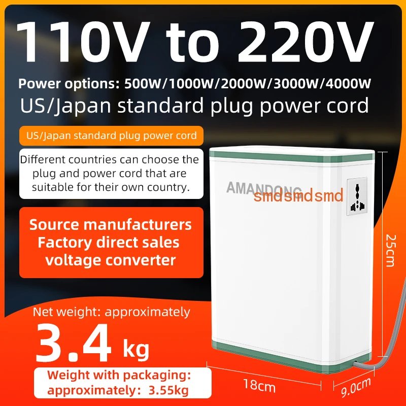 Converter High Power 500W Voltage Converter 110v to 220v to 110v Transformer 100v