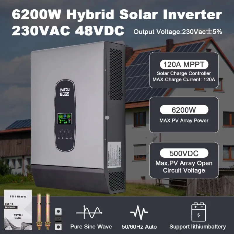 DATOUBOSS Off Grid Dc para Ac Power Converter 230vac Monofásico Tudo em Um 6200W 48V Power Inversor Solar Híbrido com Mppt
