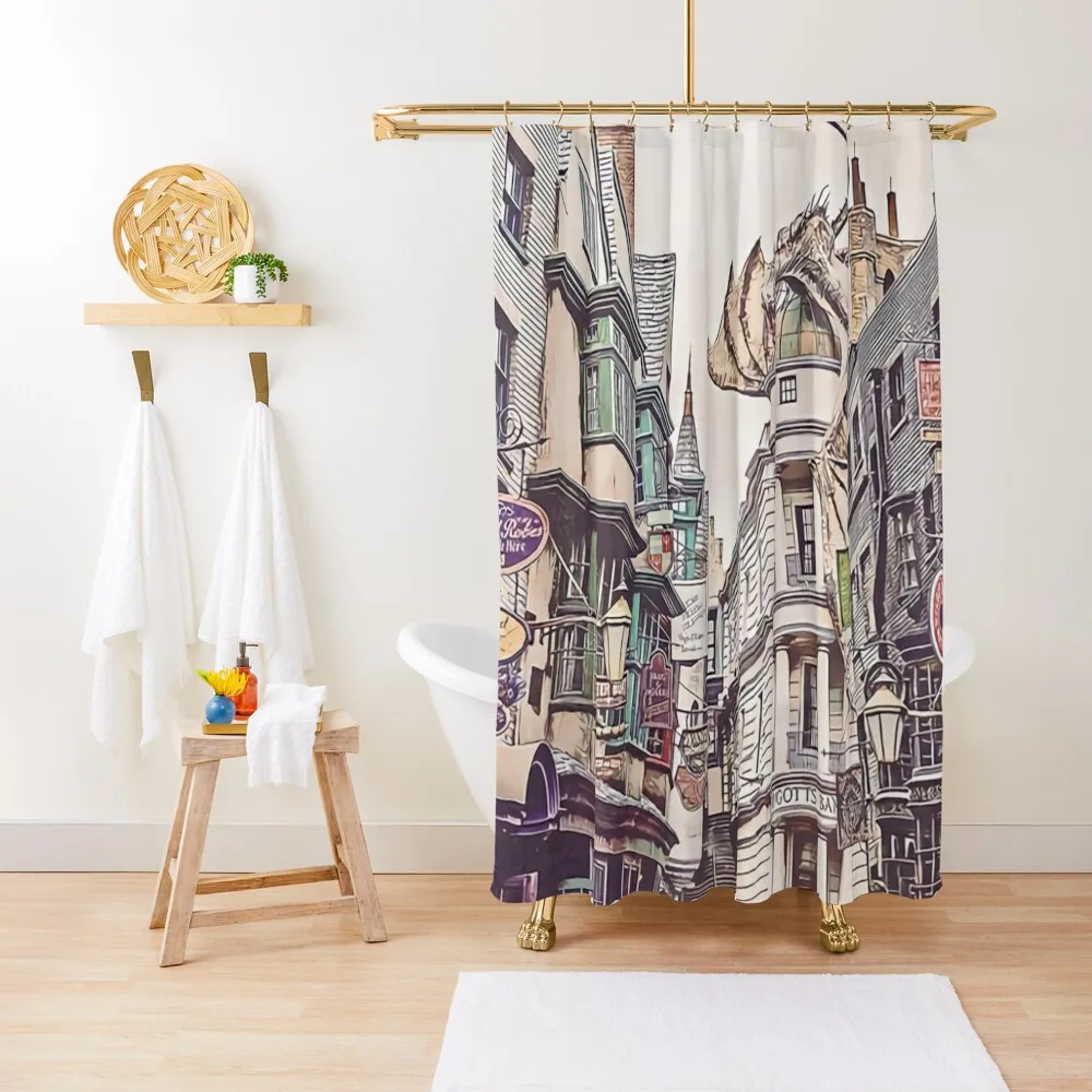 

Universal Diagon Alley Shower Curtain Shower Sets For Bathroom Anime Shower For Bathroom Showers Curtain