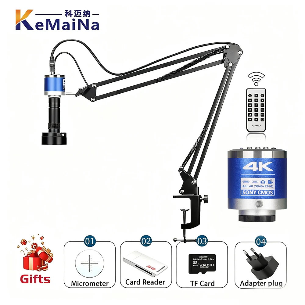 4K Industrial Microscope C-Type Interface Digital Camera PCB Soldering Mobile Phone Repair Support Eight Languages