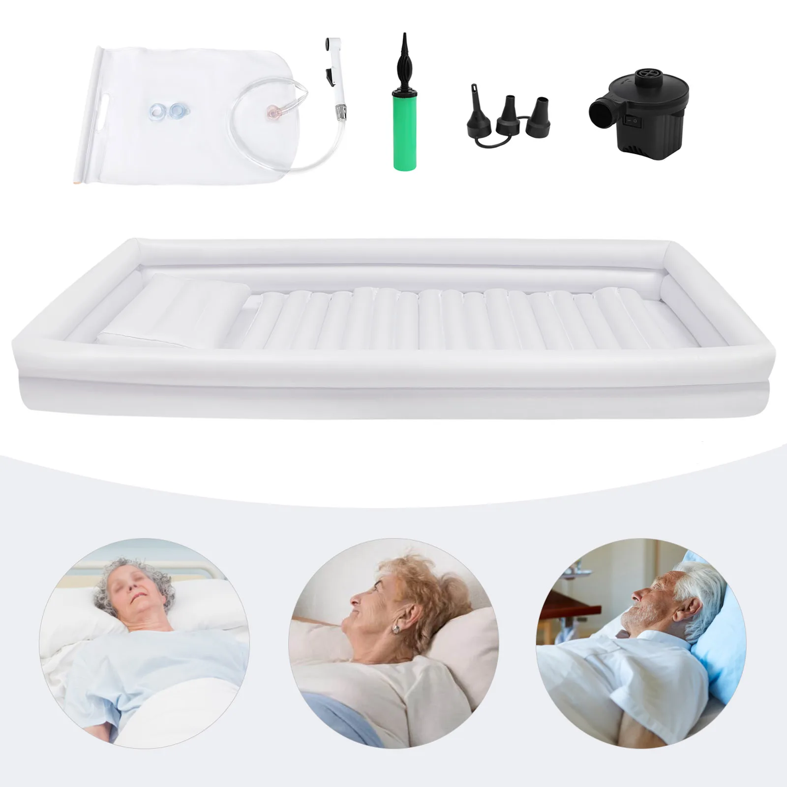 Kit doccia da comodino per vasca da bagno gonfiabile Vasca da bagno in PVC per adulti con pompa d'aria elettrica e sacca d'acqua per disabili anziani incinti