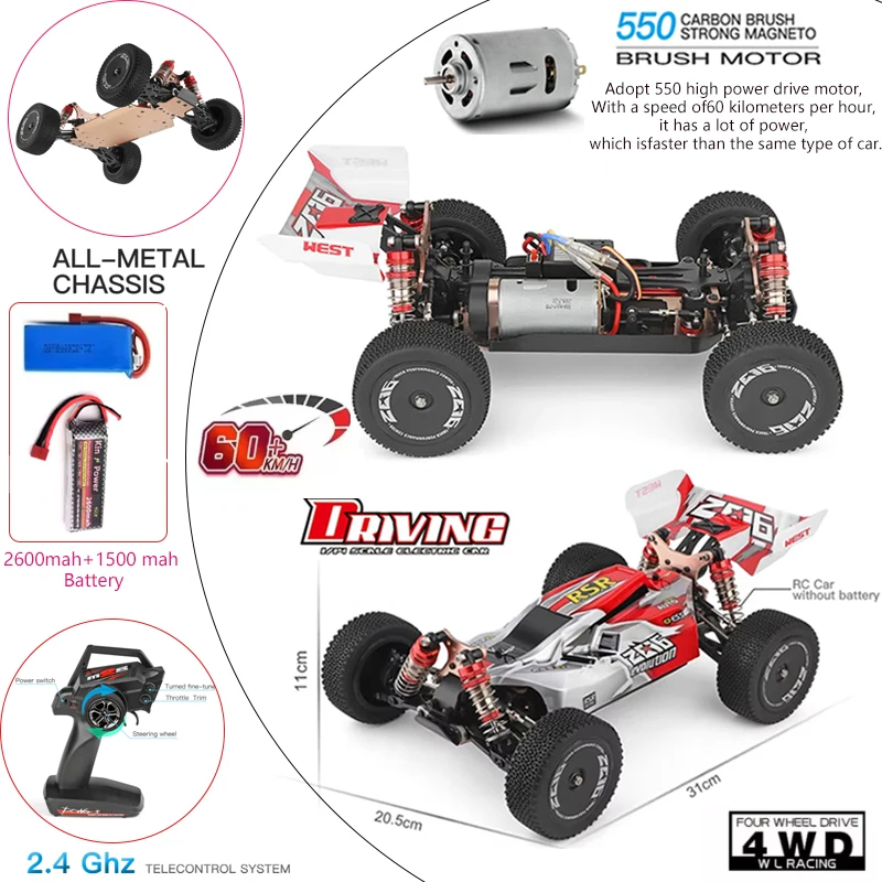 

WLtoys 144001 144010 144016 124018 1:14 and 1/12 V8 Racing RC Car 65Km/H 2.4G High Speed Shock Absorption Adult Boys Toys Kids