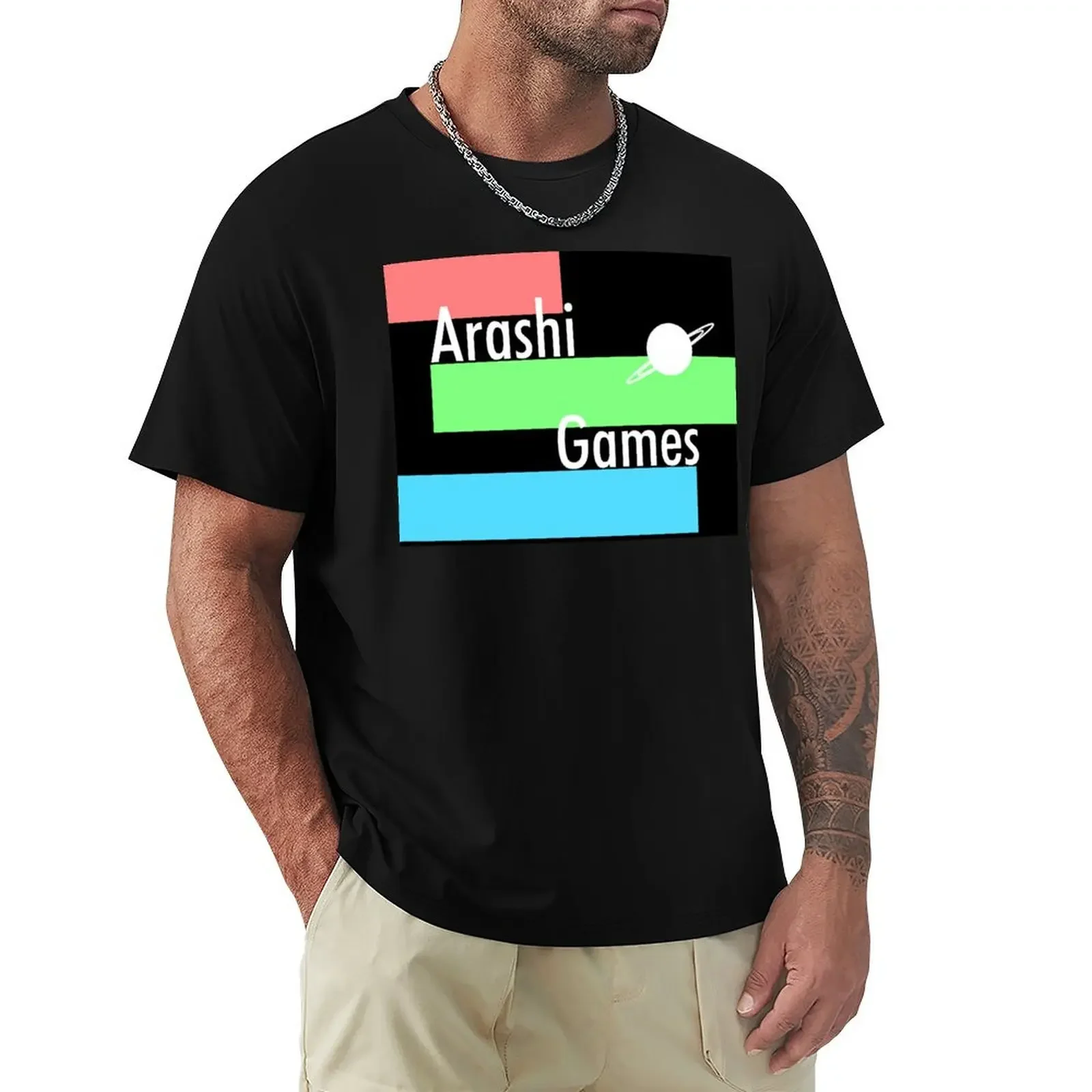 Arashi Games Striped Color Block T-Shirt new edition anime clothes vintage t shirts for men graphic