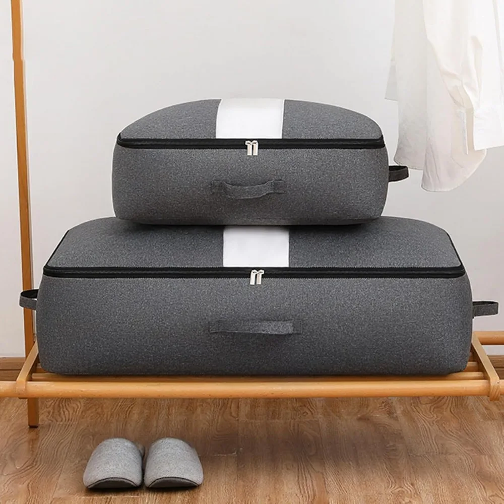 Underbed Storage Container Bags Foldable Sturdy Under Bed Clothes Storage Drawer Organizer Thick Fabric Blanket Shoe Storage Box