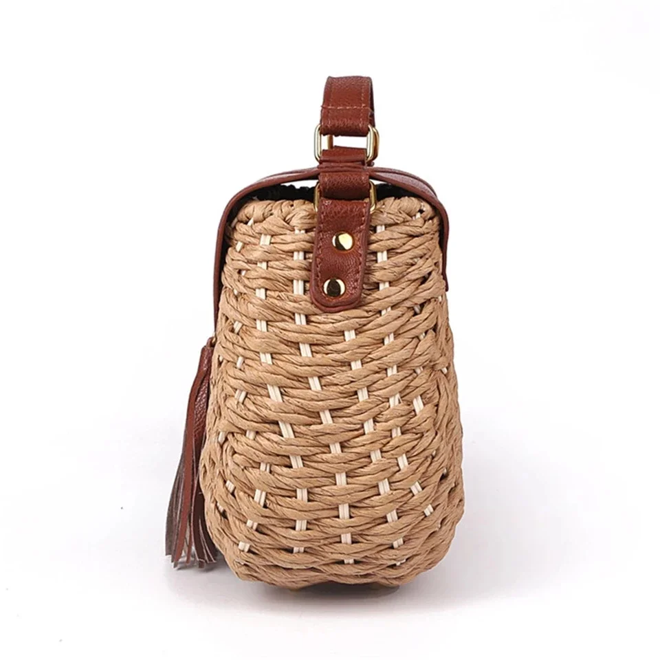 Paper Rope Messenger Beach Vacation Shoulder Woven Crossbody Straw Bags for Women High Quality Fashion Flap Pocket  bolsos mujer