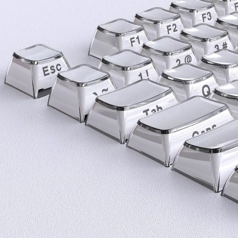 114Key Crystals Jelly Side Printed White Keycap Set For Mechanical Keyboard With RGBs Backlit And Wide Compatibility K1KF