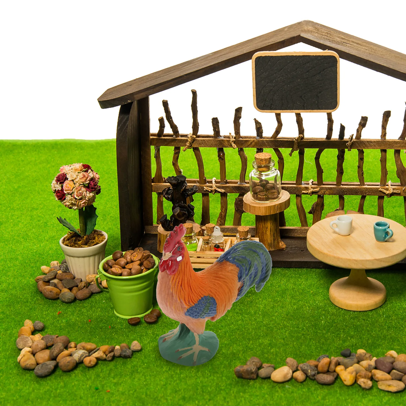 

Emulation Rooster Simulation Rooster Sculpture Creative Farming Ornament Yard Poultry Static Lifelike Outdoor Garden Decoration