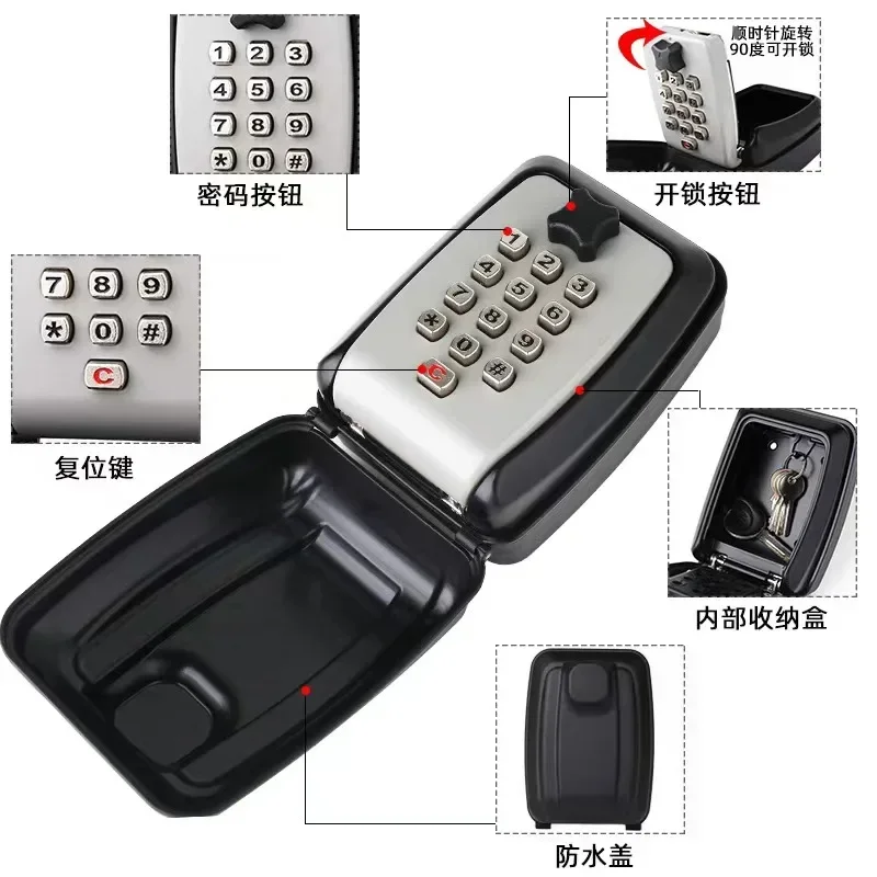 Push Button open Wall Mounted Combination keypad secret Safety locker with 5 keys large capacity storage safe lock box - Image 5