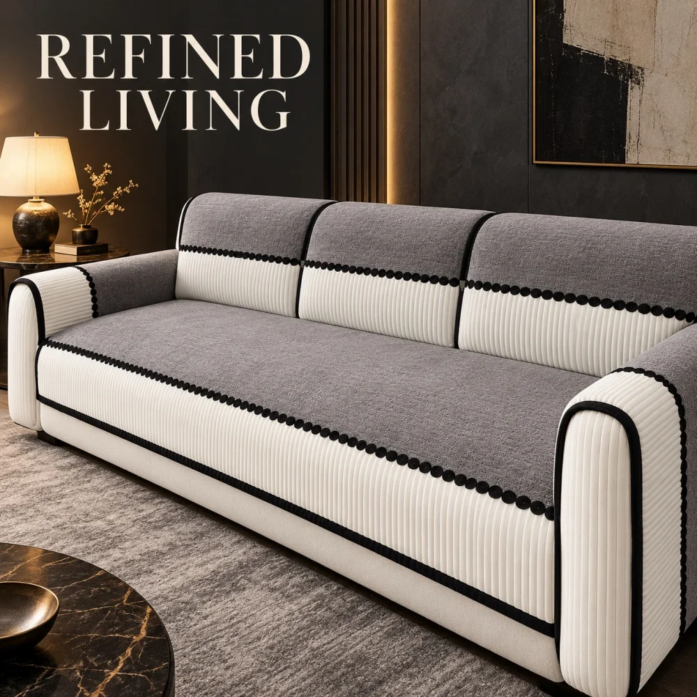 Mid-Century Vintage Terry Cloth Anti-Scratch Sofa Mat, All-Season Slip-Resistant Household Cushion