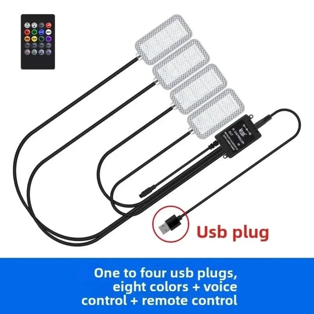 New for Car RGB Decorative Lights LED Remote Control Application Controls Car Footband Lights Kit Accessories