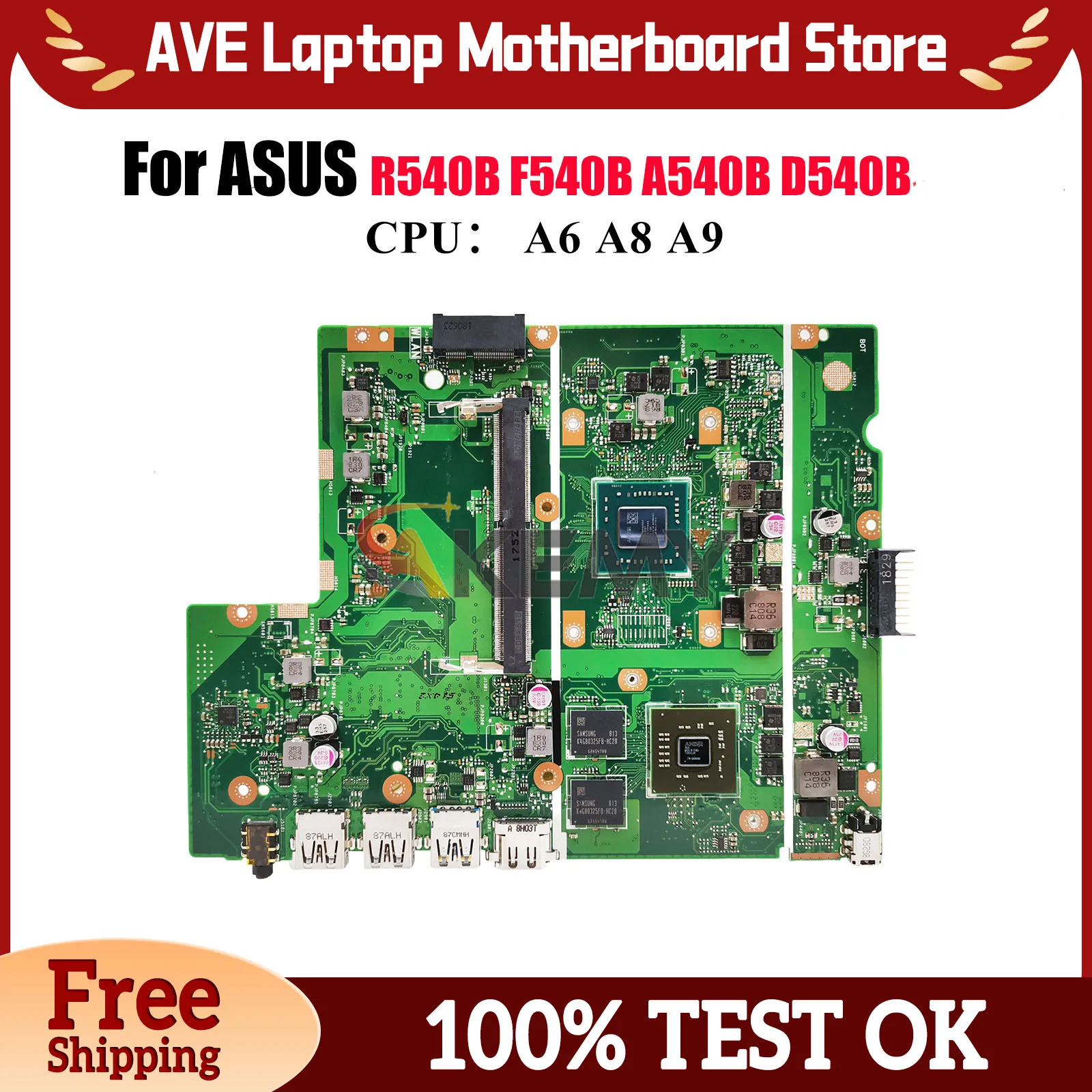 

X540BP Материнская плата для ноутбука ASUS VivoBook R540B X540BP D540B F540B A540B X540B Материнская плата с процессором A6 A8 A9 100% тесты OK stk