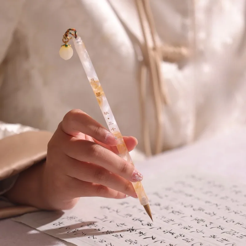 

Маленькая каллиграфическая кисть для мелкого шрифта, кисть из волчьего ворса, для копирования мелких и тонких символов, маленькая и тонкая кисть для каллиграфии для девочек