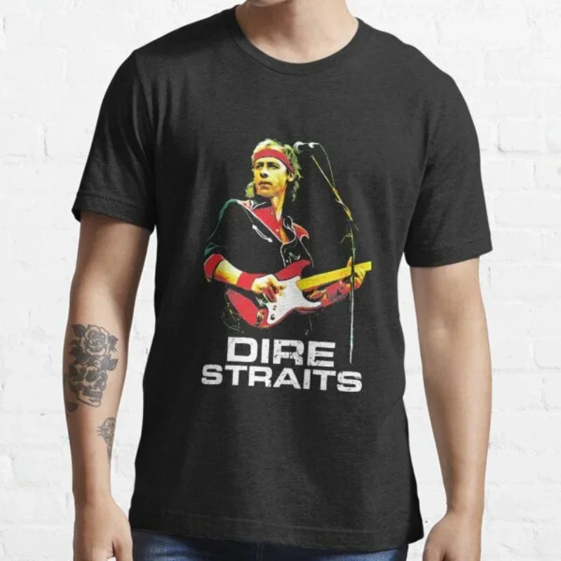 Summer harajuku heavyweight Dire Straits Band Symbol  Men O-neck Tshirt Fashion Brand T-shirt Black New Modal Short T  Graphic