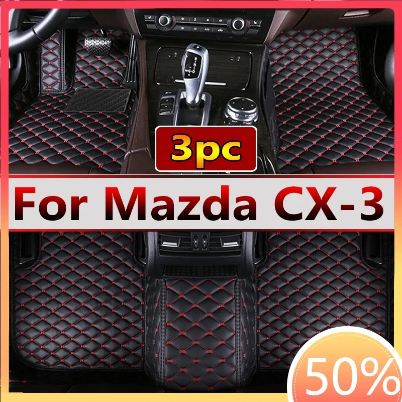 Car Floor Mats For Mazda CX-3 CX3 DK 2016~2022 Leather Luxury Mat Protective Rug Carpet Set Auto Interior Parts Car Accessories