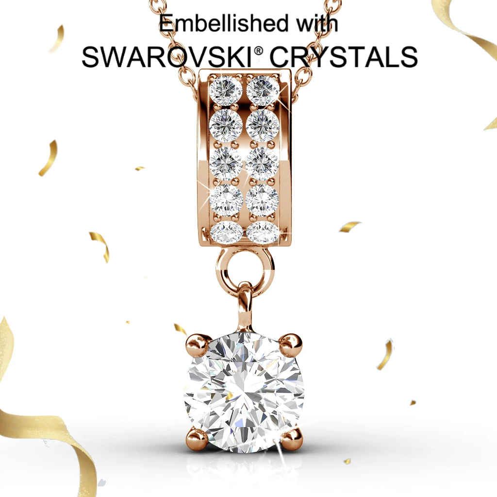 

Daisini 925 Sterling Silver Women Pendant Necklace Fashion Geometric Unique Design with Swarovski Crystals Rose Gold Plated