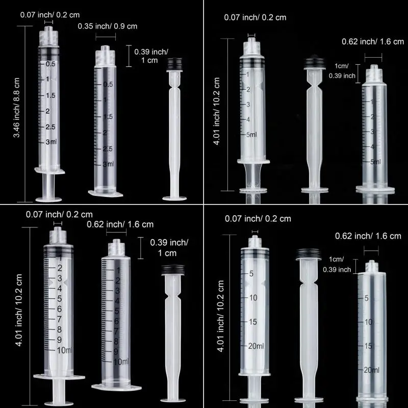 20GA Syringe Set Blunt Needle Cap Luer Anti-Slip Syringe Applicator Fill Multi-Function Measuring Tool  3-100ml