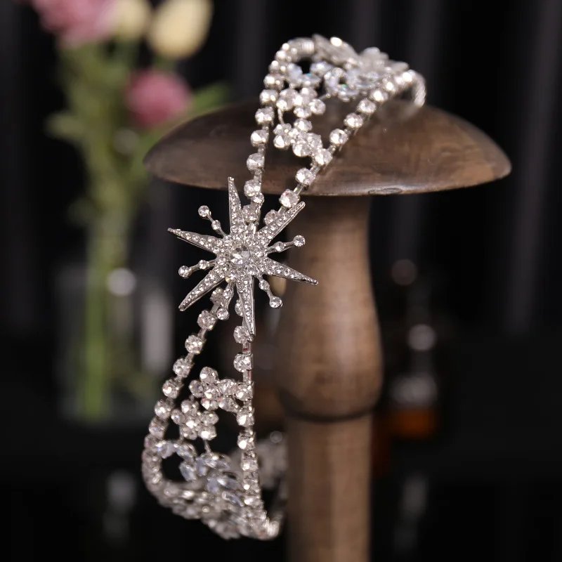 Luxury Crystal Tiaras And Crowns Rhinestone Flower Leaf Headband Crown For Women Bridal Wedding Hair Accessories Jewelry Crown