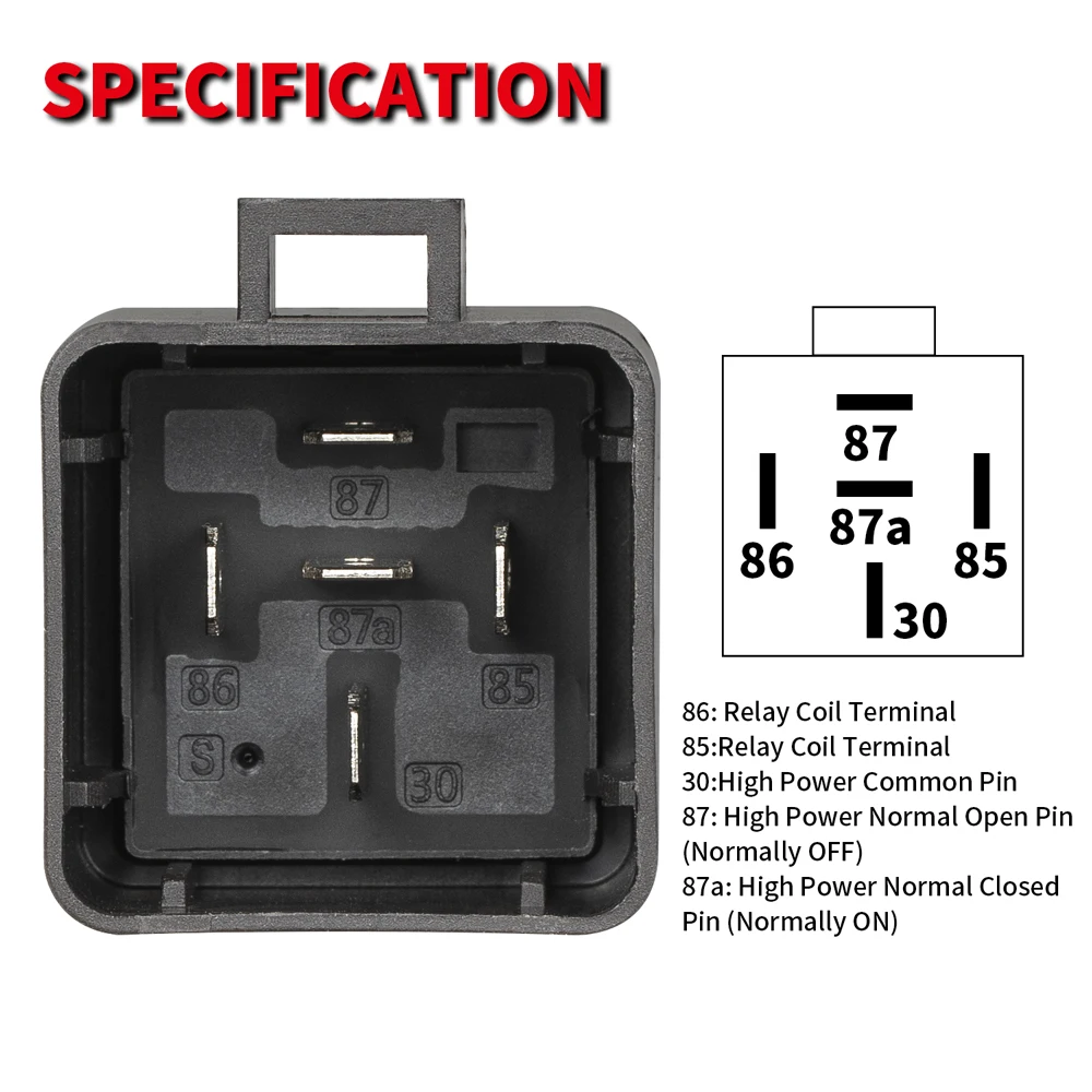 Relè 12 V con cablaggio relè impermeabile 12 V 30/40 AMP 5 Pin SPDT 14 AWG DC 12 Volt Kit presa relè stile Bosch per Automotive