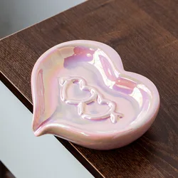 Ceramic Soap Dish Creative Heart-shaped Style Light Luxury Waterproof Bathroom Accessories Kitchen Drain Rack Home Decoration