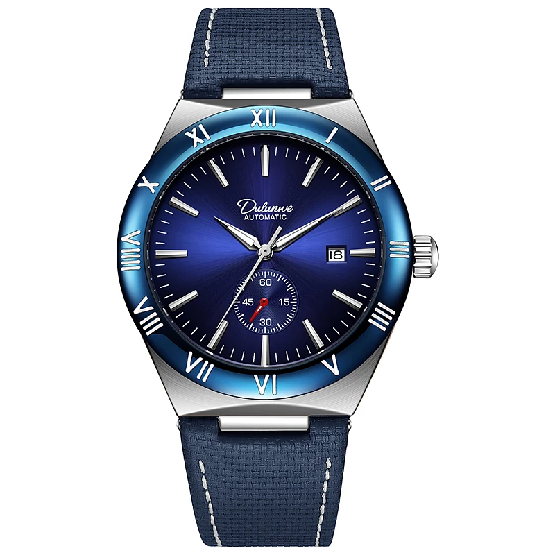 42mm New Dulunwe Men's Mechanical Watch with Independent Seconds Dial, Calendar and Waterproof Relogio Masculino