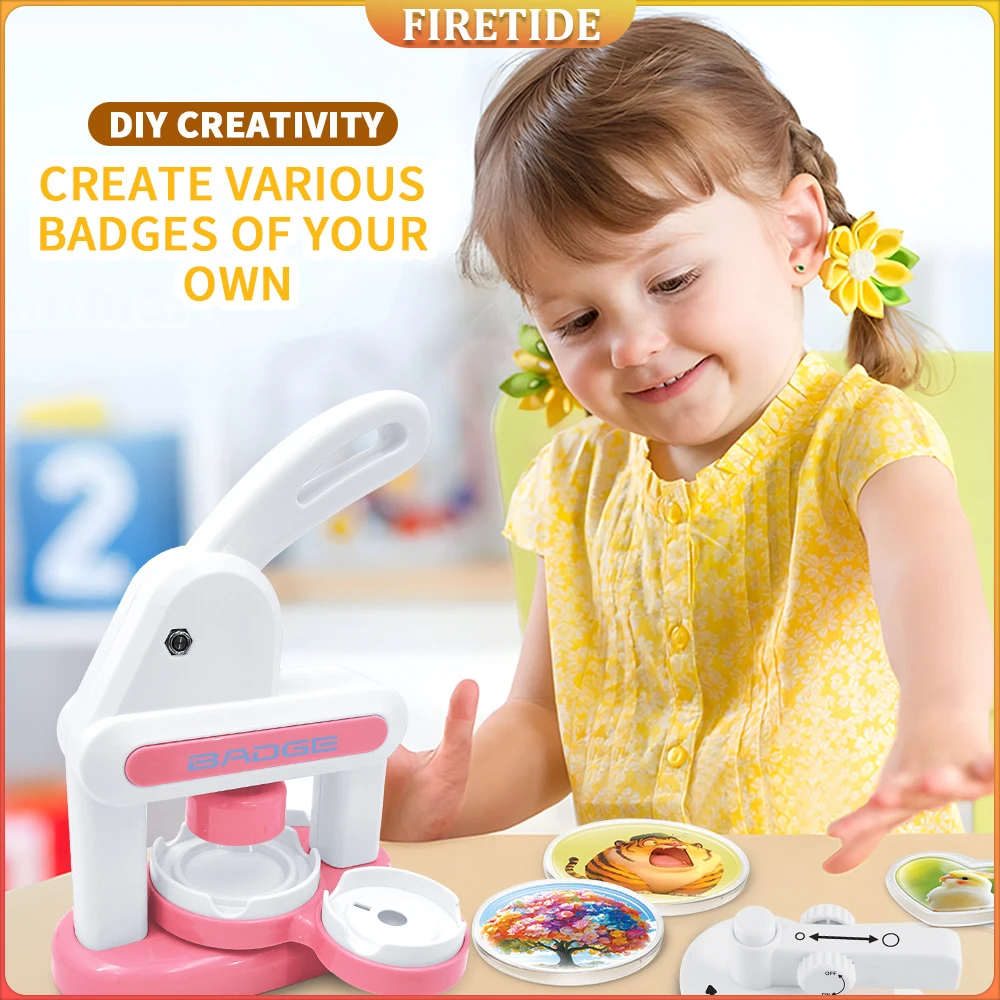 

Press Machine Badge Punch Kit with 86PCS Button Parts Circle Cutter with 3 Pins Sharp Upgrade Button Maker Machine DIY Pin Maker