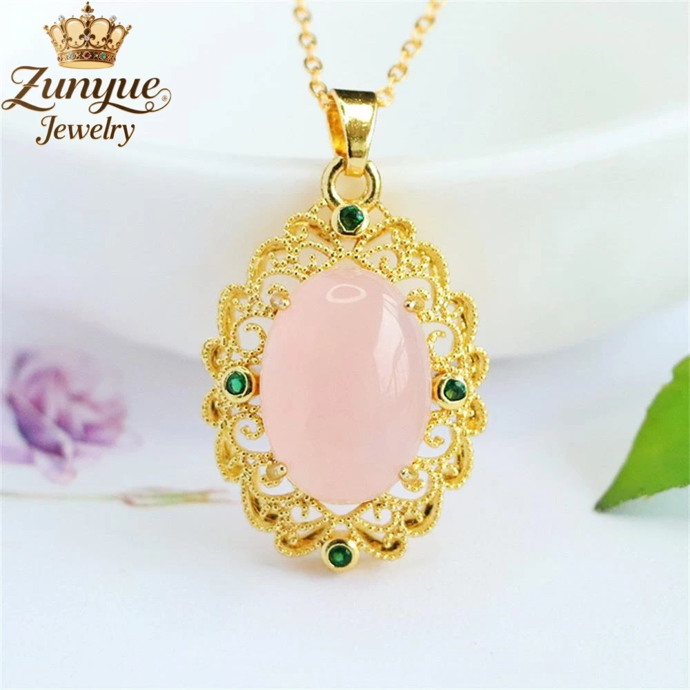

Natural Rose Crystal Pigeon Egg Inlaid With Gemstone Butterfly Hollowed-Out Pendant Luxury Quality Fashion Jewelry Elegant Gift