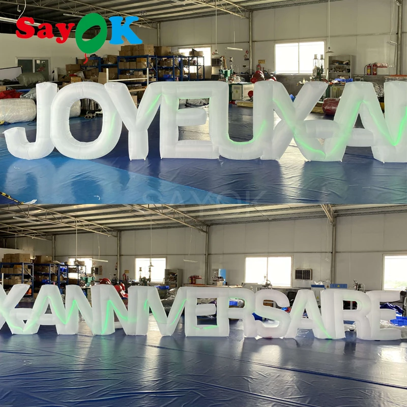 

14.6x1.2mh Inflatable Lighting Letters French "joyeux-anniversaire" Decoration For Birthday Party Advertising Renting Business