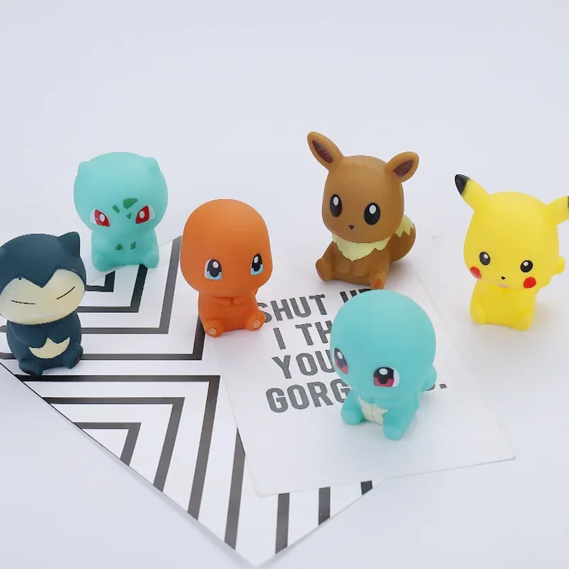 Pokemon Anime Figures Pikachu Bulbasaur Charmander Squirtle Eevee Snorlax Vocal Bath Toys for Children