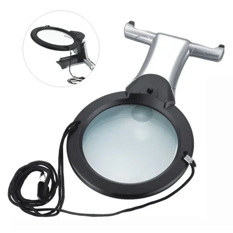 10cm Hand Free LED Loupe Lighted Jewelry Reading Magnifier Neck Wear Magnifying Glass for Seniors Sewing Cross Stitch Embroidery