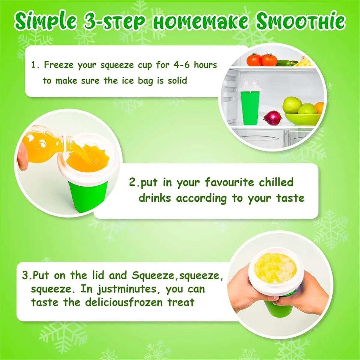 update. Large Capacity Quick-Frozen Slushy Maker Cup for Homemade Smoothies,Frozen Juice,Ice Cream Kitchen ,Freezer Mug Green - view 3