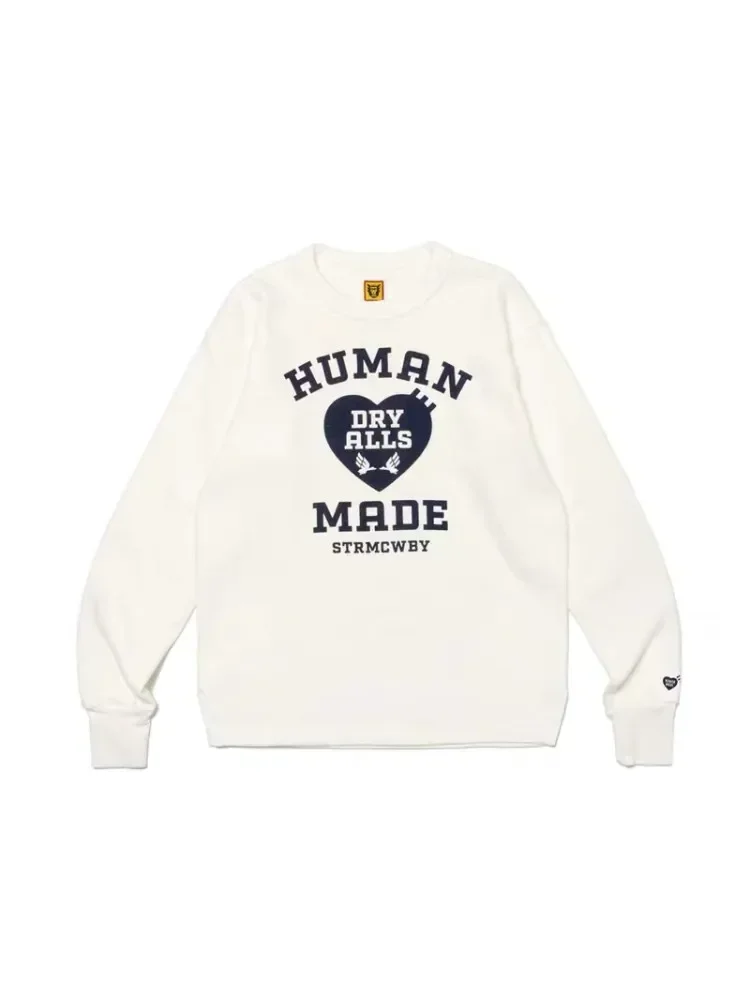 Human Made Heart Graphic Long Sleeve Military Sweatshirt Oversized Unisex Cotton