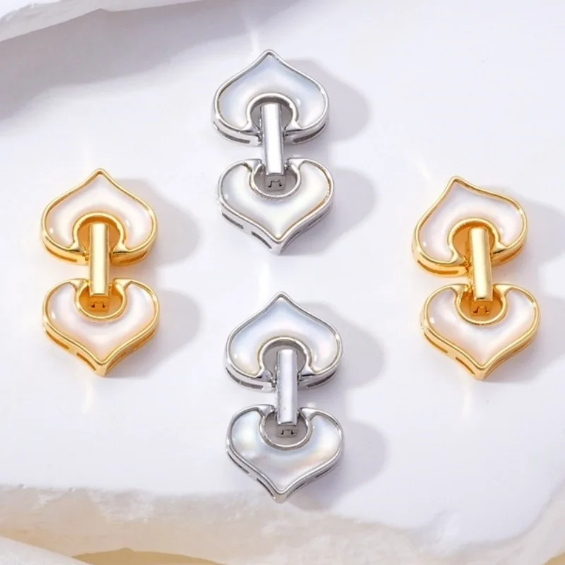 

1 Piece Copper Double Love Arrow White Shell Pearl Necklace Connecting Buckle Accessories DIY Jewelry Making Material Wholesale
