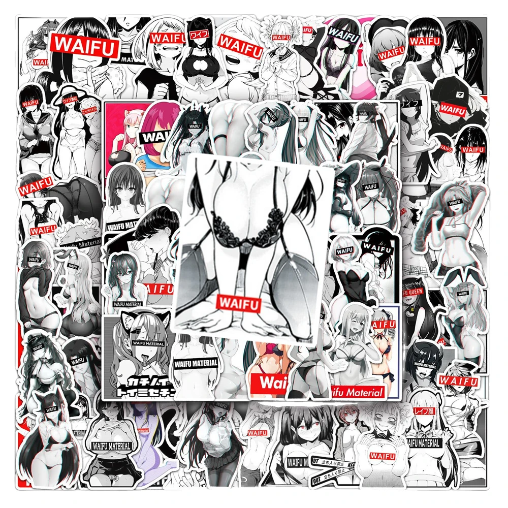 101PCS Waifu Girl Sexy Stickers Hentai Adult Anime Decals DIY for Laptop Phone Luggage Skateboard Car Sticker Toys Gift