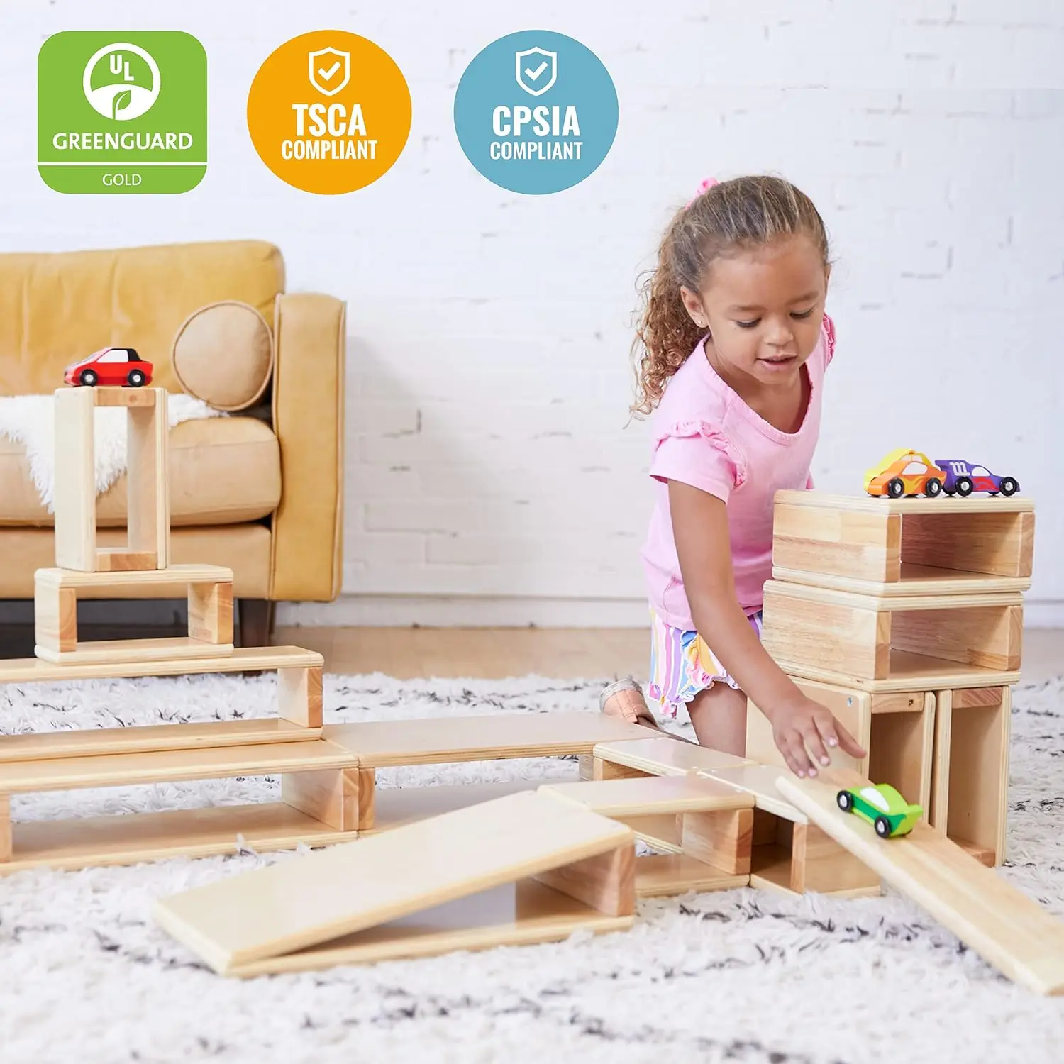 Hohlblock-Set, Holzspielzeug, natur, 18-teilig