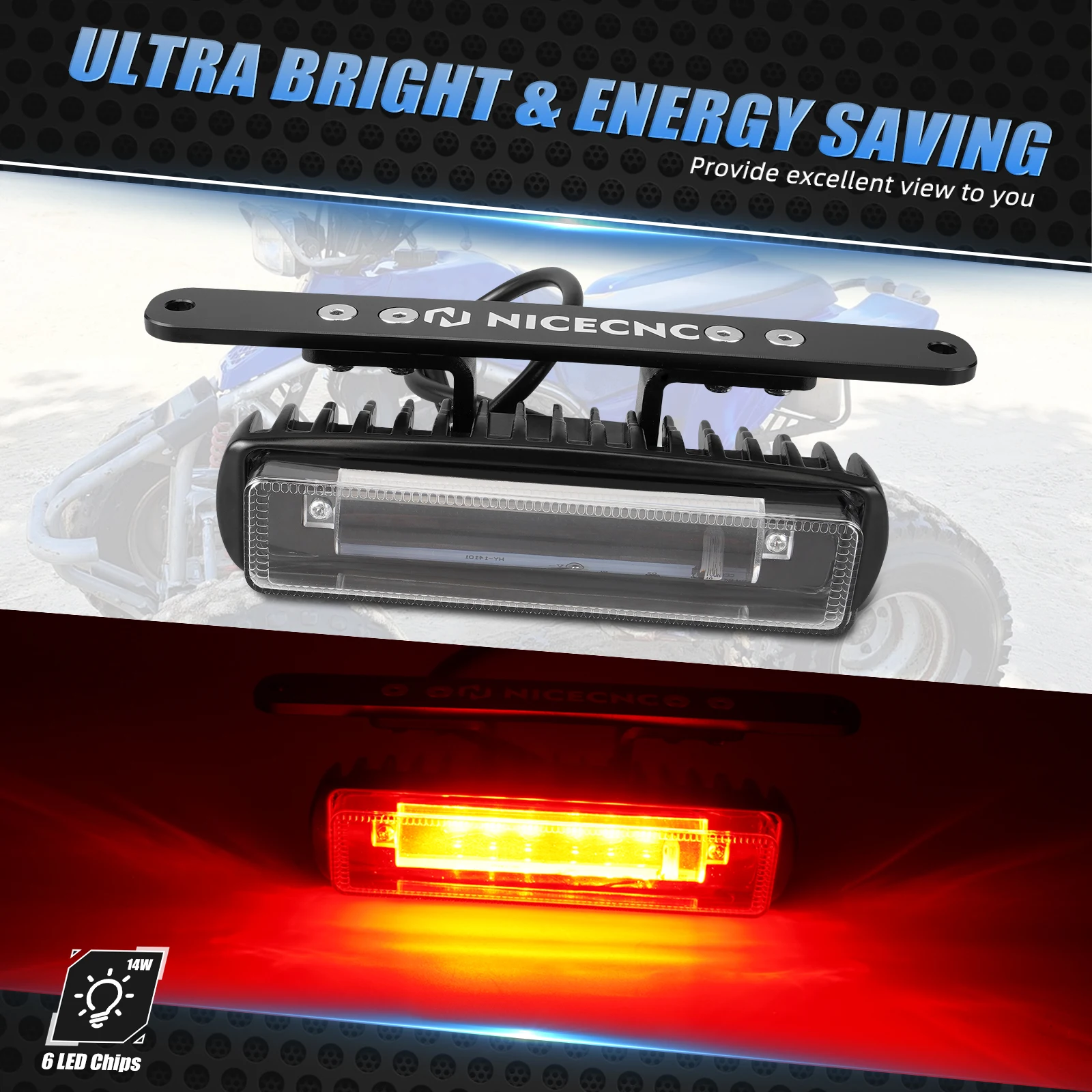 200 Blaster 12V/14W ATV Rear Brake Light Taillight With Bracket Adjustable Tail Light for Yamaha Blaster 200 Warrior Banshee 350