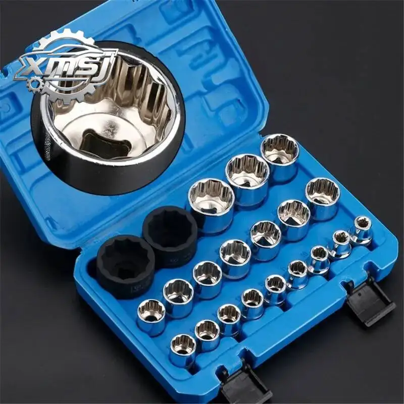 

Juego 21 Uds. De enchufes Torx hexagonales 1/2, herramienta llave trinquete, juego cabezales enchufe especific