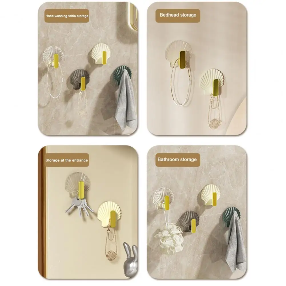 Shell Shape Wall Hooks Strogn Load Bearing Wall Hooks Stylish Shell Shape Wall Hook Set Waterproof Heavy for Towels for Bathroom