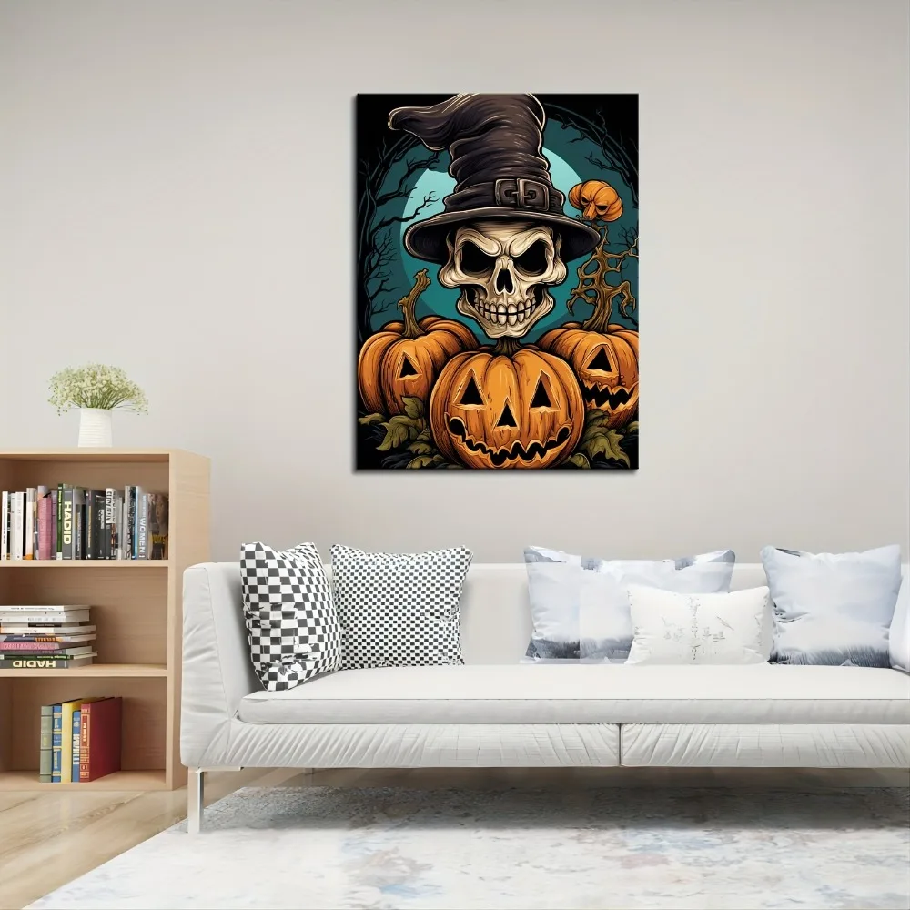 1.5 inch solid wood frame, Halloween horror black Crow and rose, wall decoration with hanging picture