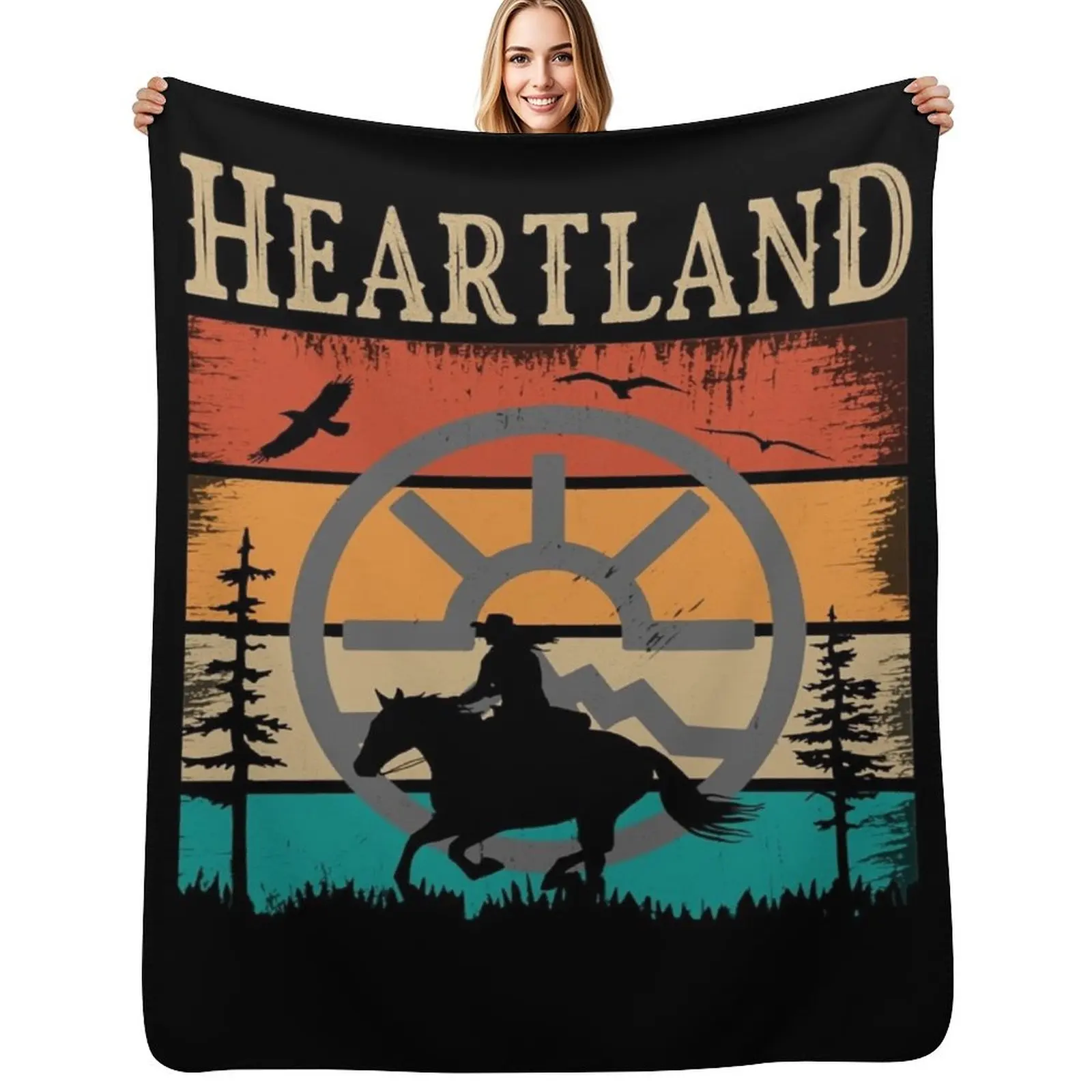 

Nice Keepsake Heartland Heartland Ranch Sunset Heartland Gifts For Everyone Throw Blanket Hair bed plaid Blankets