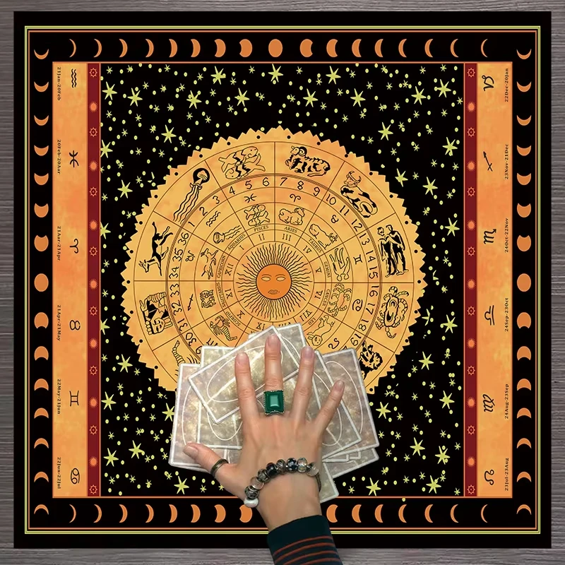 

1 шт., языческая ткань для алтаря, бархатная карта Таро, гадание, астрология, настольная игра, ткань Таро, знаки зодиака, трикитра, пентакль