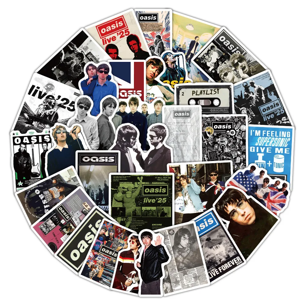 53/54 Stück Oasis Band-Aufkleber für Musikliebhaber & Gitarrenkoffer-Dekoration Giajar Sticker Store – Detail 6