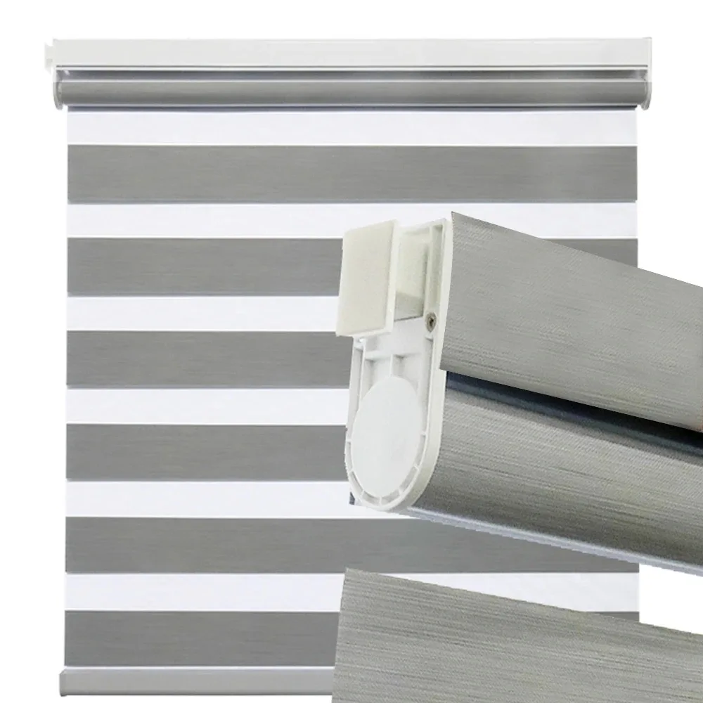 Zebra Blinds No Drill! Adjust light & privacy effortlessly. Easy peel-and-stick install. Modern look for bedroom & living room.