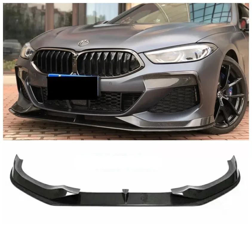 3PCS/SET Real Carbon Fiber Front Bumper Lip Splitters Aprons Cup Flaps Cover For BMW 8 Series G14 G15 G16 2018 2019 2020 2021