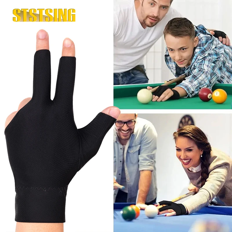 1Pcs Pool Gloves Billiards Left Hand, 3 Fingers Pool Billiard Gloves, Breathable Billiard Gloves for Women/Men Left Hand