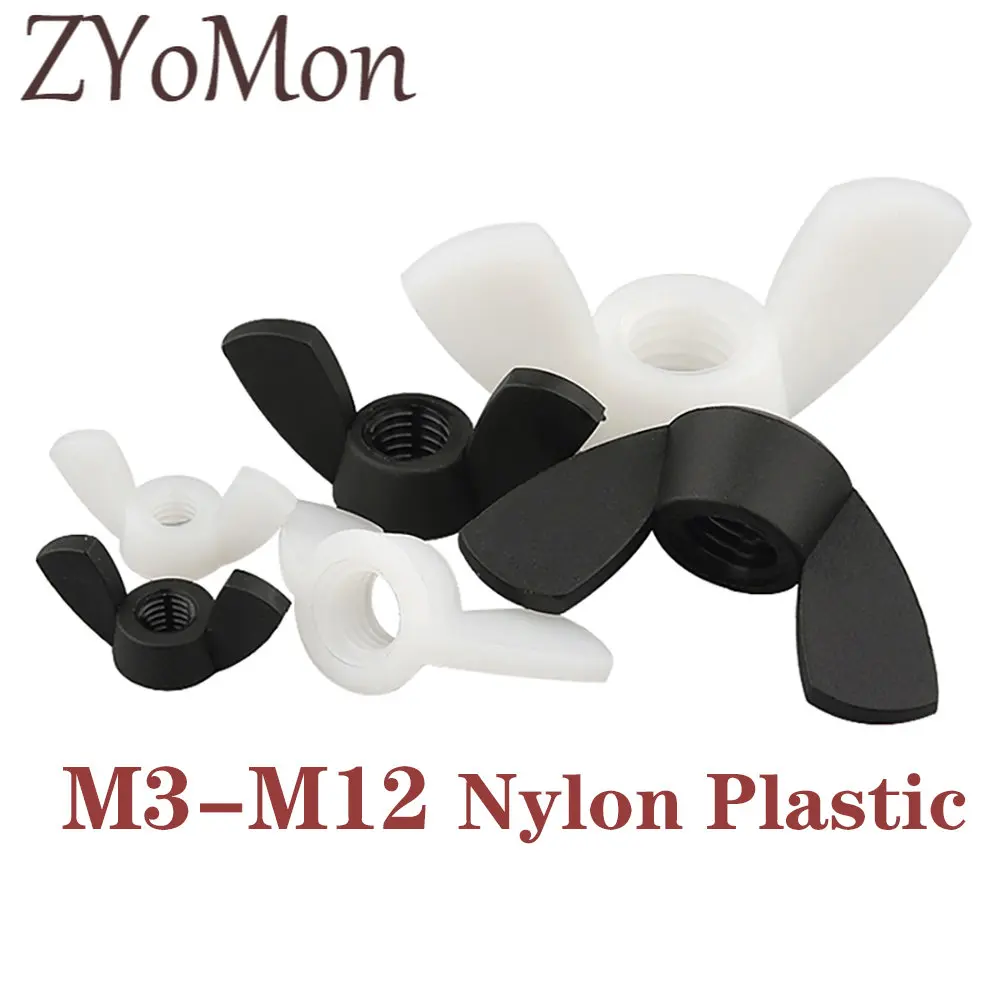 10/20/50pcs M3 M4 M5 M6 M8 M10 M12  Nylon Wing Nut Plastic Ingot Nut Plastic Butterfly Type Plastic Cap Nut