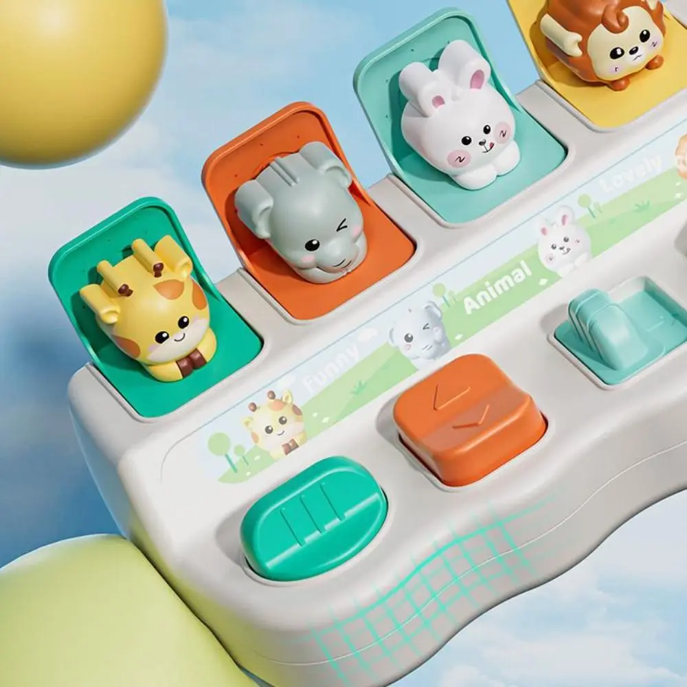 Montessori Peekaboo Switch Box Cartoon Animals Colorful Animal Sensory Toy Giraffe Button Toy Pop-up Animals Toy
